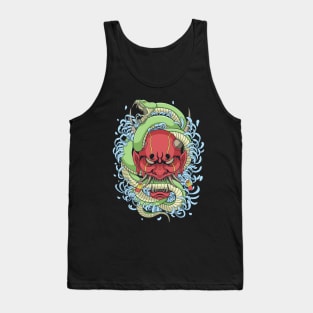 Oni mask with green snake Tank Top